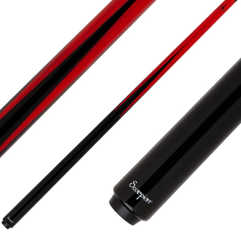 Scorpion SCO120 Sneaky Pete Pool Cue – Red and Black with Carbon Fiber Shaft
