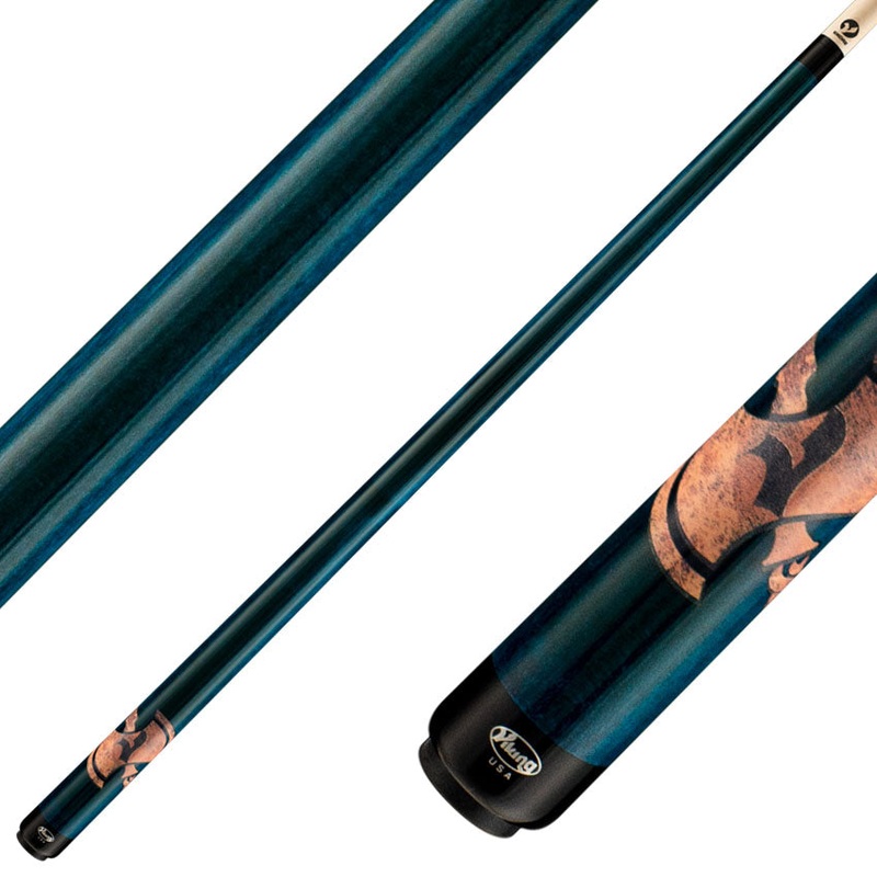Viking DE0108 De-Cues Series Play Cue – Viking Teal Stained Northwood Maple with Axe