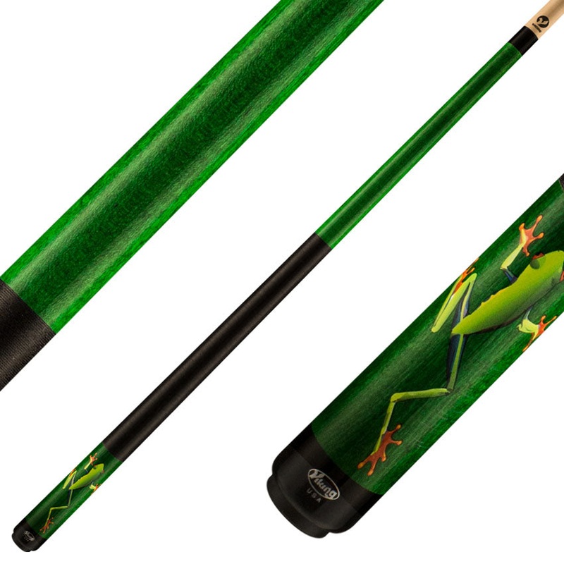 Viking DE0203 De-Cues Series Play Cue – Emerald Stained Northwood Maple with Tree Hugger Frog