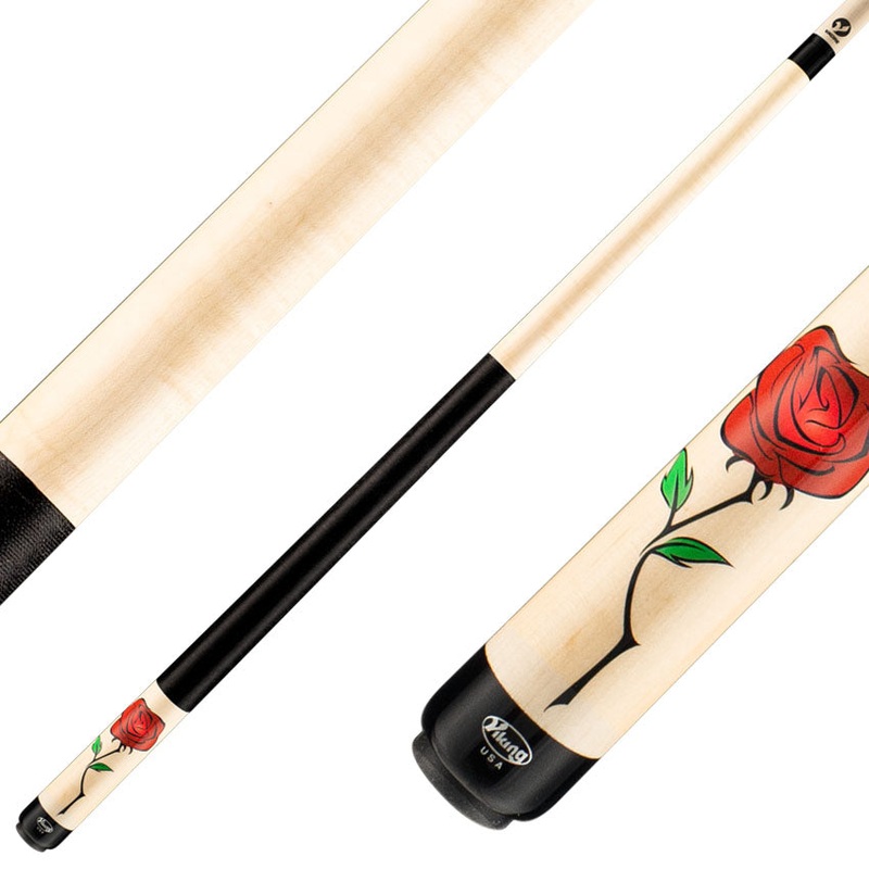 Viking DE0300 De-Cues Series Play Cue – Natural Stained Northwood Maple with Wild Rose Graphic