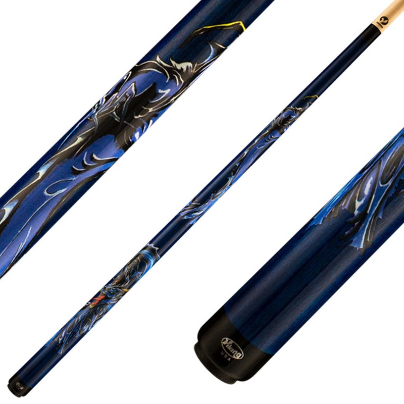 Viking DE0507 De-Cues Series Play Cue – Blue Stained Northwood Maple with Blue Dragon