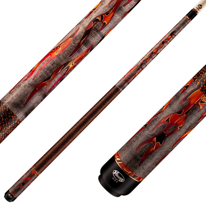 Viking DF0411 Defender Series Play Cue – Smoke Stained Birdseye Maple with Raging Fury and Red Premium Pearl Inlays