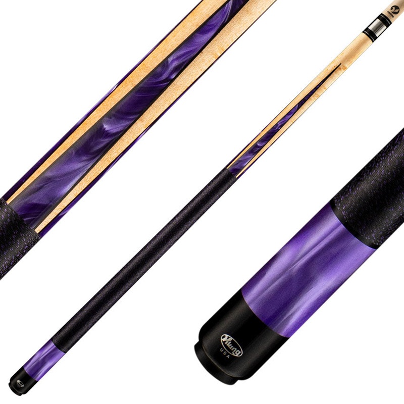 Viking HL0204 Helix Series Play Cue – Khaki-Stained Birdseye Maple with 8 Black and Purple Premium Pearl Inlays