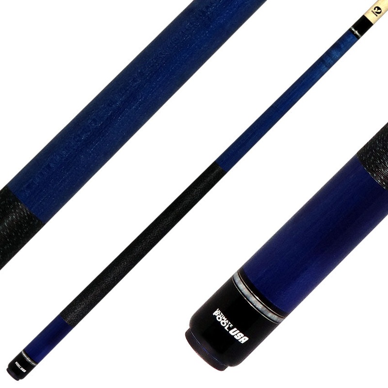 Viking UPUSA005 Ultimate Pool USA Range Series Pool Cue – Ocean Blue Stained with Black and Blue Linen Wrap