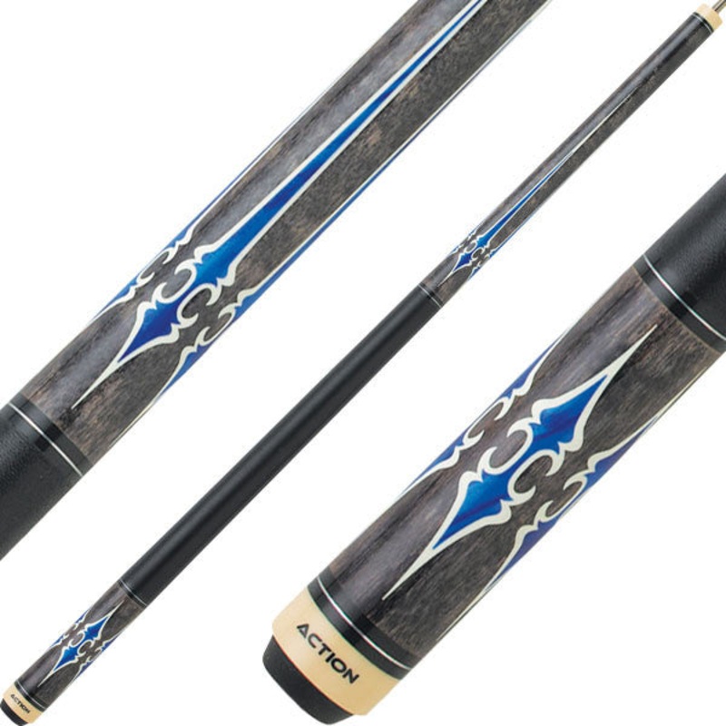 Action ACT137 Exotic Cue – Grey Stain with Blue Diamonds