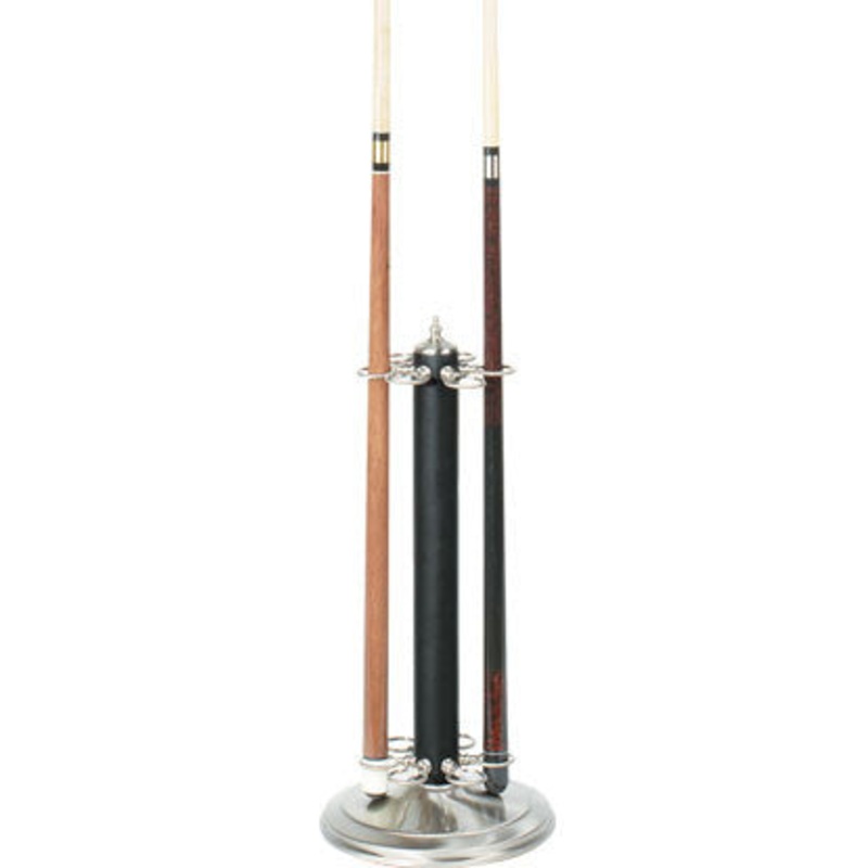 Metal Pool Cue Floor Rack Leather Black