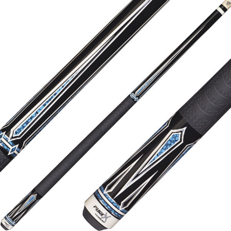 Pure X HXT62 Cue – Black Forearm Black with Turquoise Points