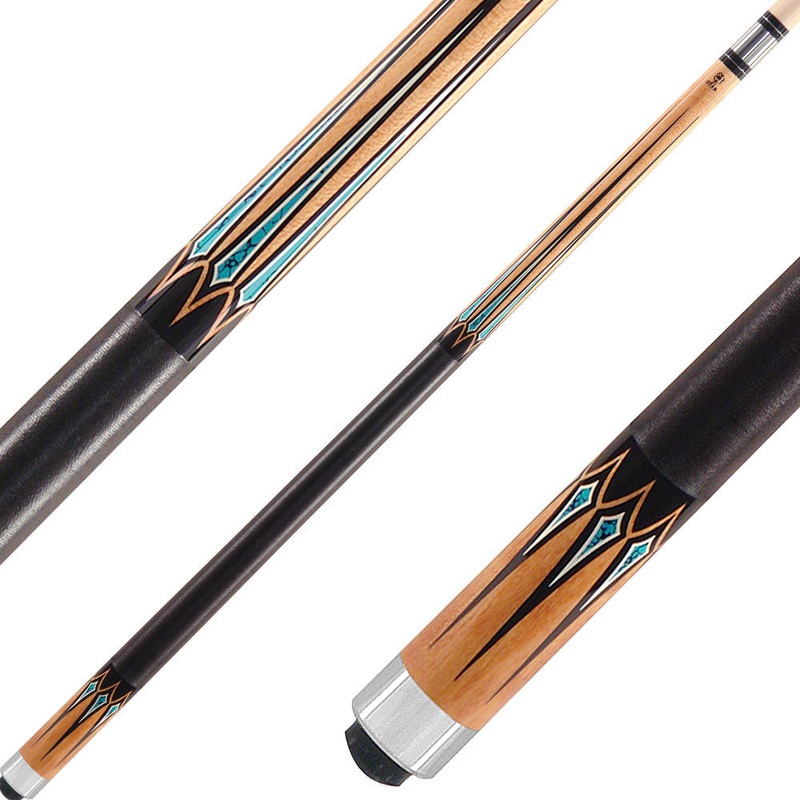 Star S49 Cue – Natural Maple with Black and Turquoise Points