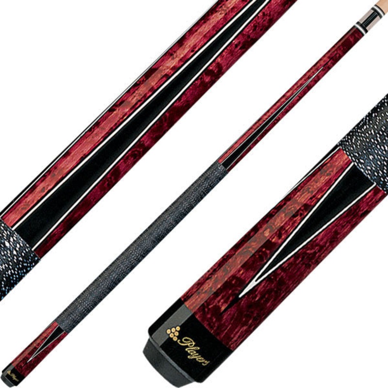 Players G-1001 Graphic Series Pool Cue – Crimson Stain with Black Points
