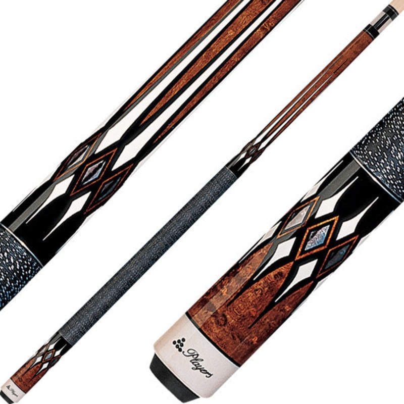 Players G-2252 Graphic Series Pool Cue – Brown Stain with Mother of Pearl Diamonds