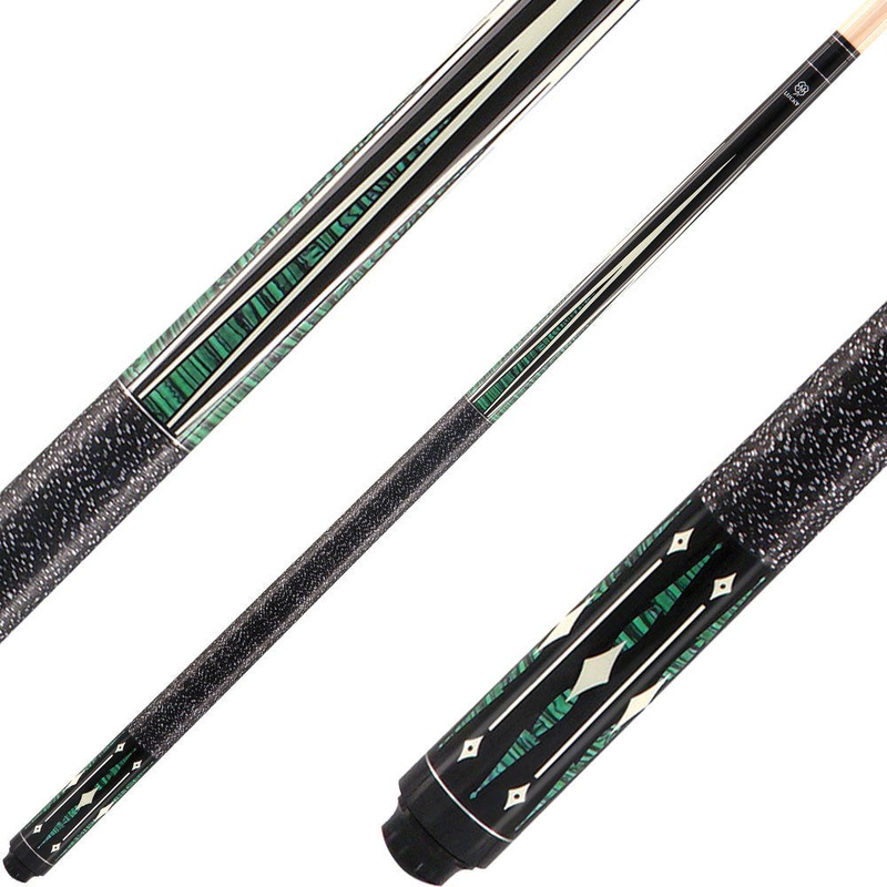 Lucky L28 Pool Cue – Black with Multi Color Green and White Points