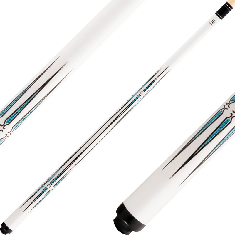 Lucky L74 Pool Cue – White Paint with Blue Overlay