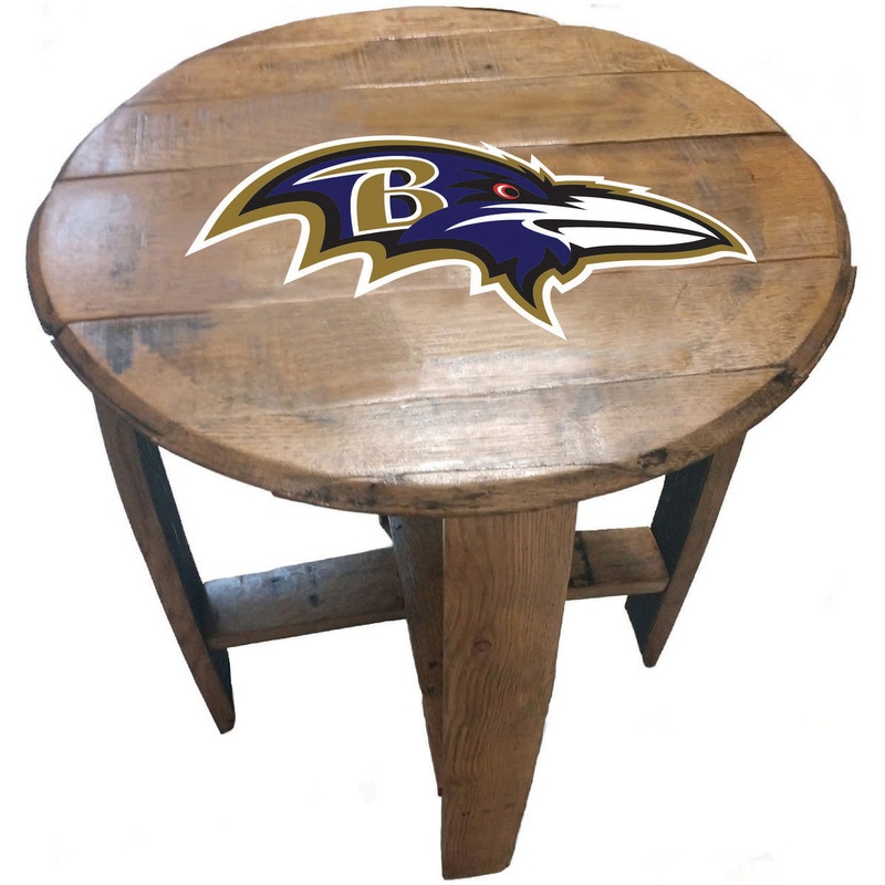 Baltimore Ravens Oak Barrel Table