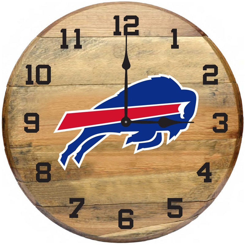 Buffalo Bills Oak Barrel Clock