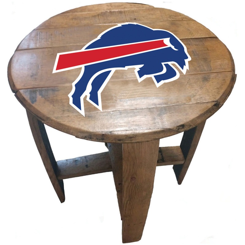 Buffalo Bills Oak Barrel Table