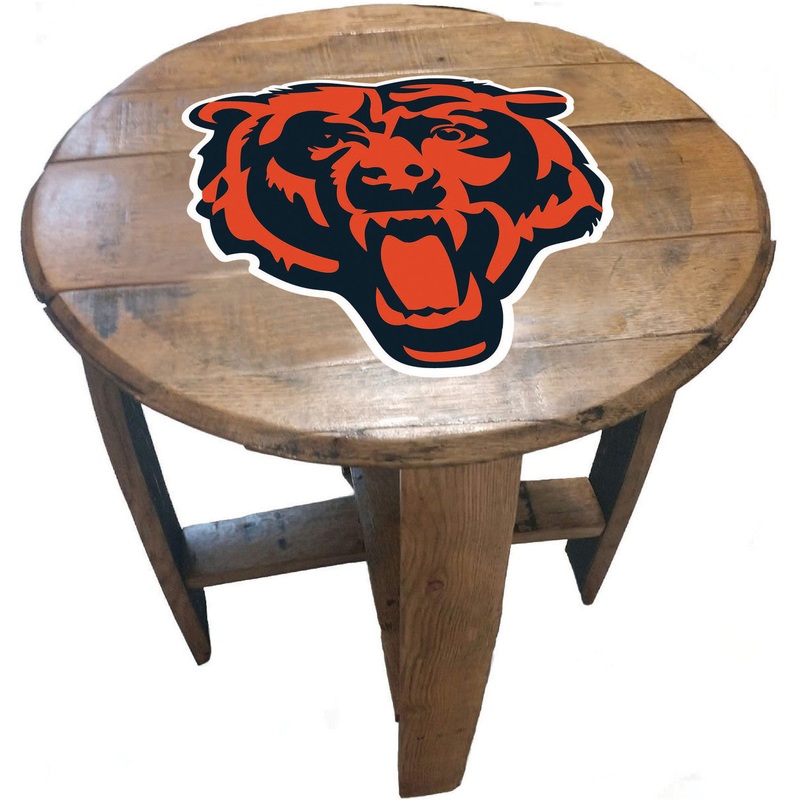 Chicago Bears Oak Barrel Table