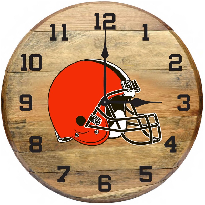 Cleveland Browns Oak Barrel Clock