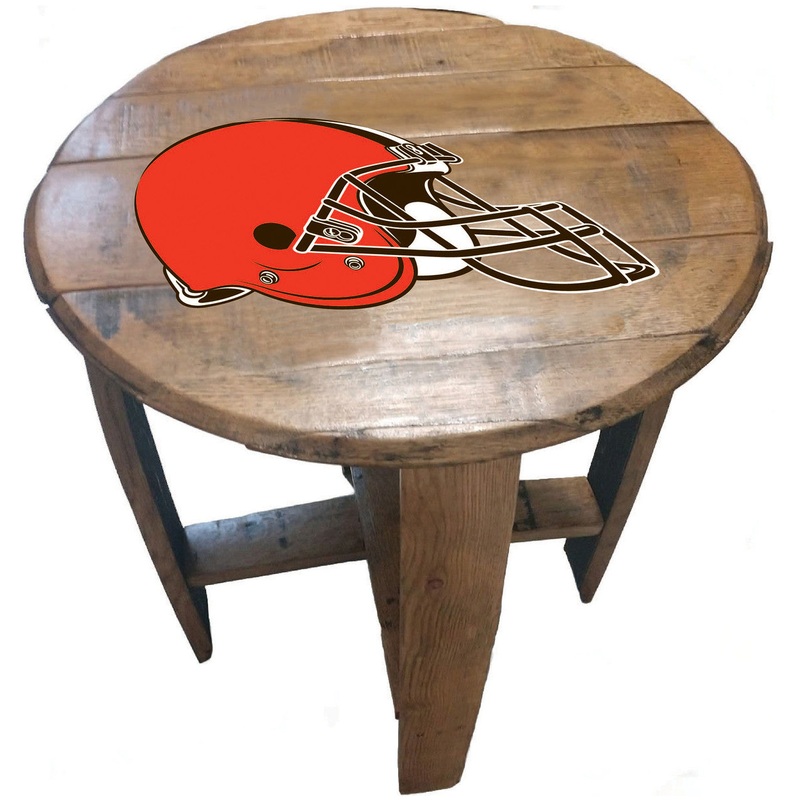 Cleveland Browns Oak Barrel Table
