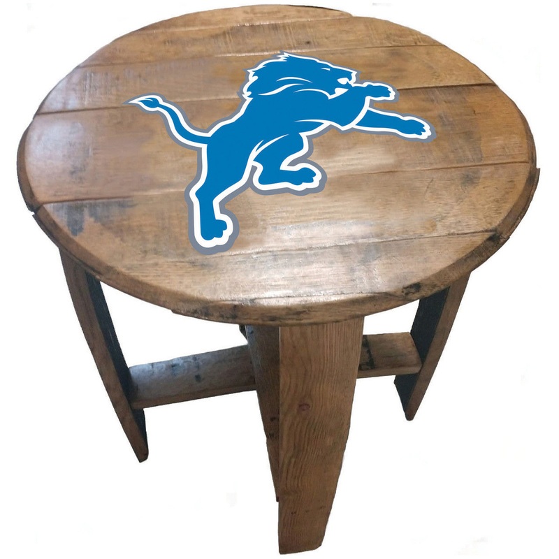 Detroit Lions Oak Barrel Table