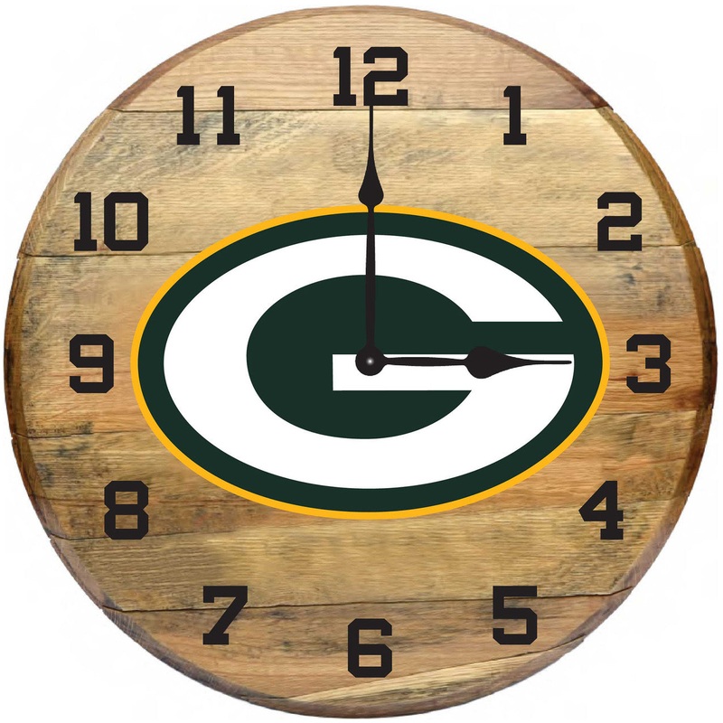 Green Bay Packers Oak Barrel Clock