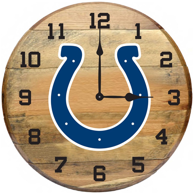 Indianapolis Colts Oak Barrel Clock