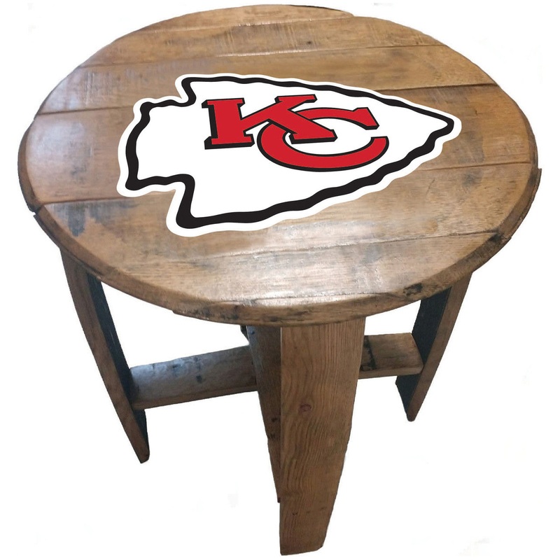 Kansas City Chiefs Oak Barrel Table
