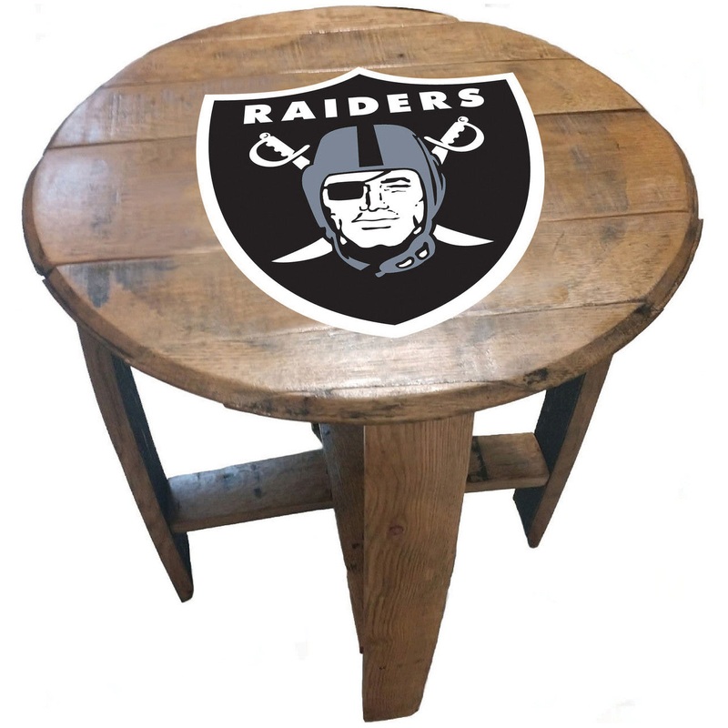Las Vegas Raiders Oak Barrel Table