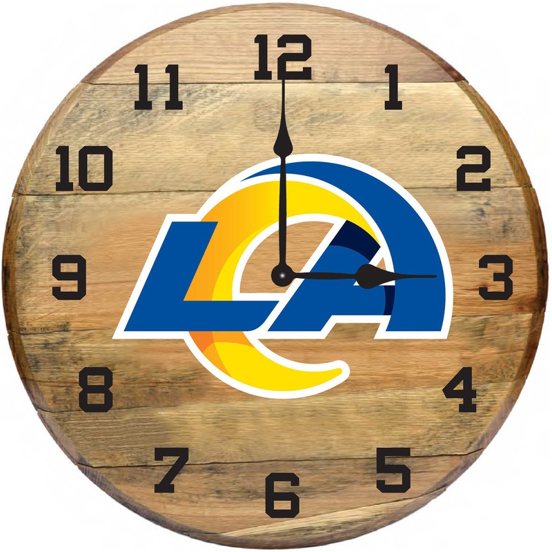 Los Angeles Rams Oak Barrel Clock