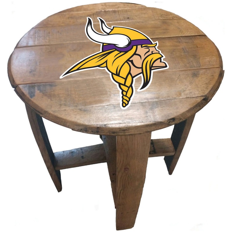 Minnesota Vikings Oak Barrel Table