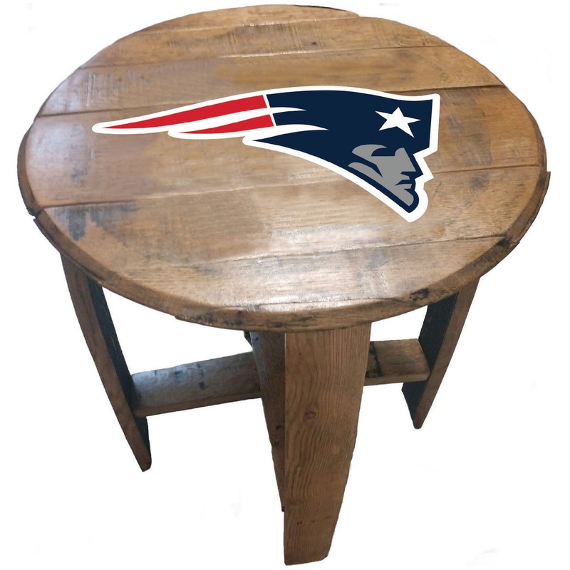 New England Patriots Oak Barrel Table