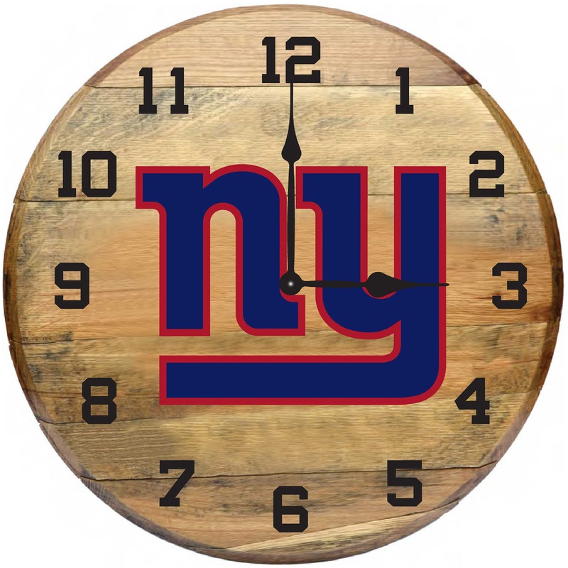 New York Giants Oak Barrel Clock