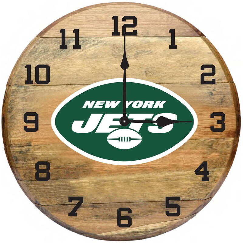 New York Jets Oak Barrel Clock