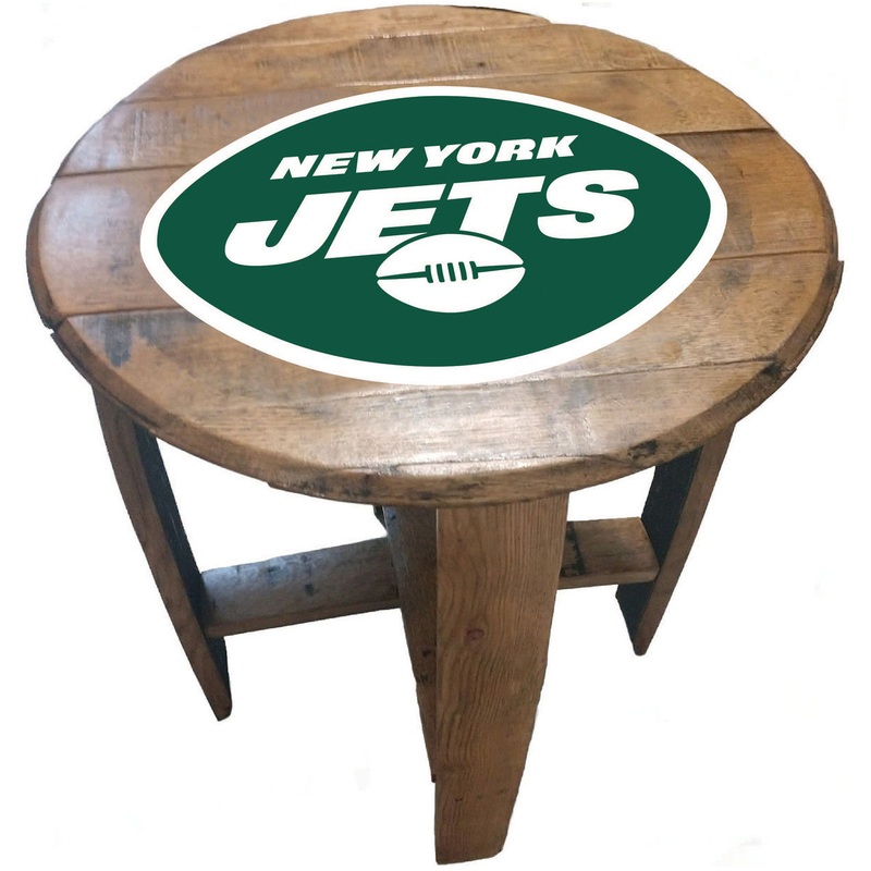 New York Jets Oak Barrel Table