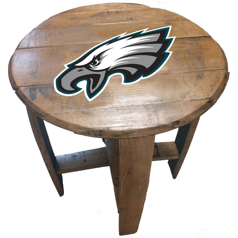 Philadelphia Eagles Oak Barrel Table