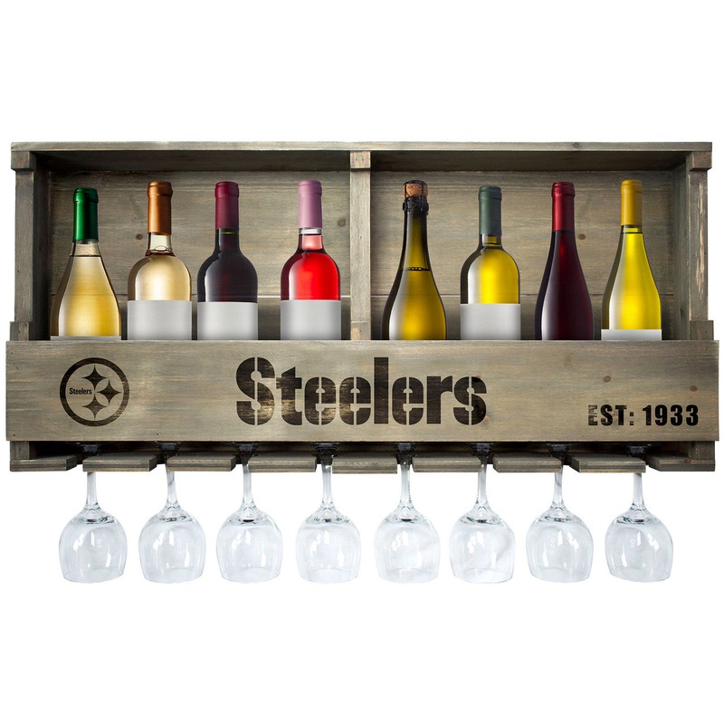 Pittsburgh Steelers Bar Shelf Reclaimed Wood