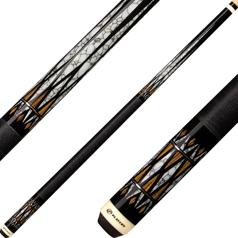 Players E2341 Exotic Series Pool Cue – Black and Bocote with White Recon Graphic
