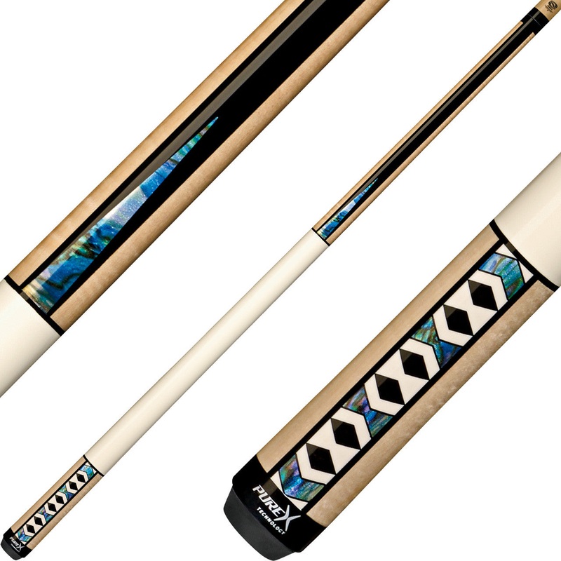 Pure X HXTE9 Cue – Natural Birdseye and Black with Bone and Abalone Graphics