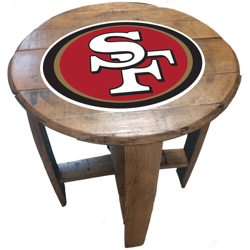 San Francisco 49ers Oak Barrel Table
