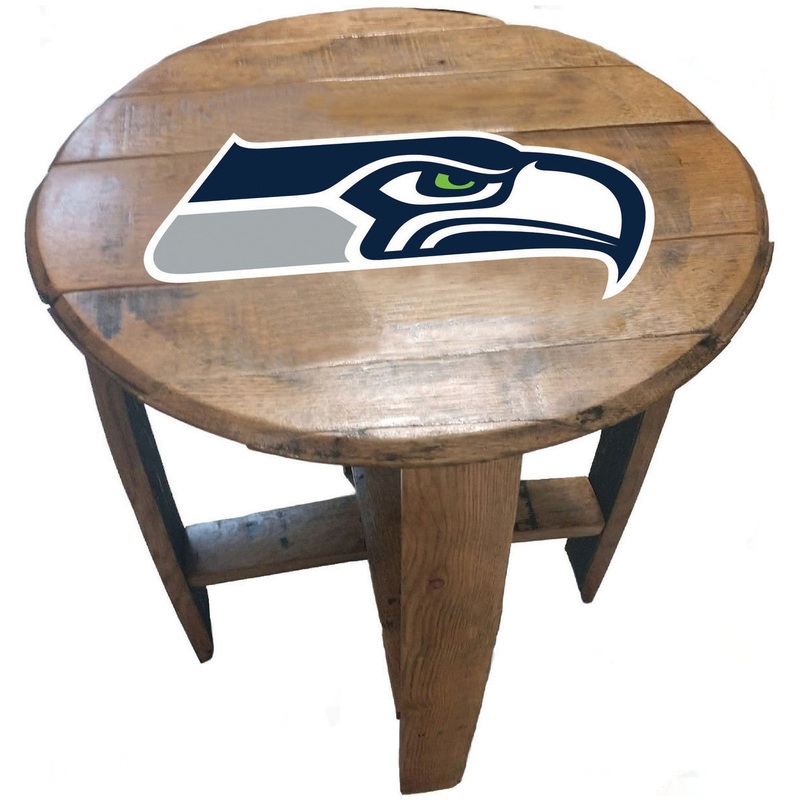 Seattle Seahawks Oak Barrel Table