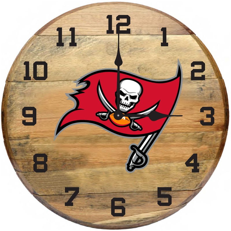 Tampa Bay Buccaneers Oak Barrel Clock