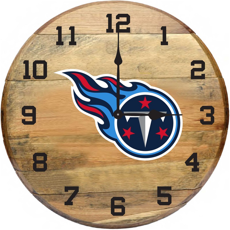 Tennessee Titans Oak Barrel Clock