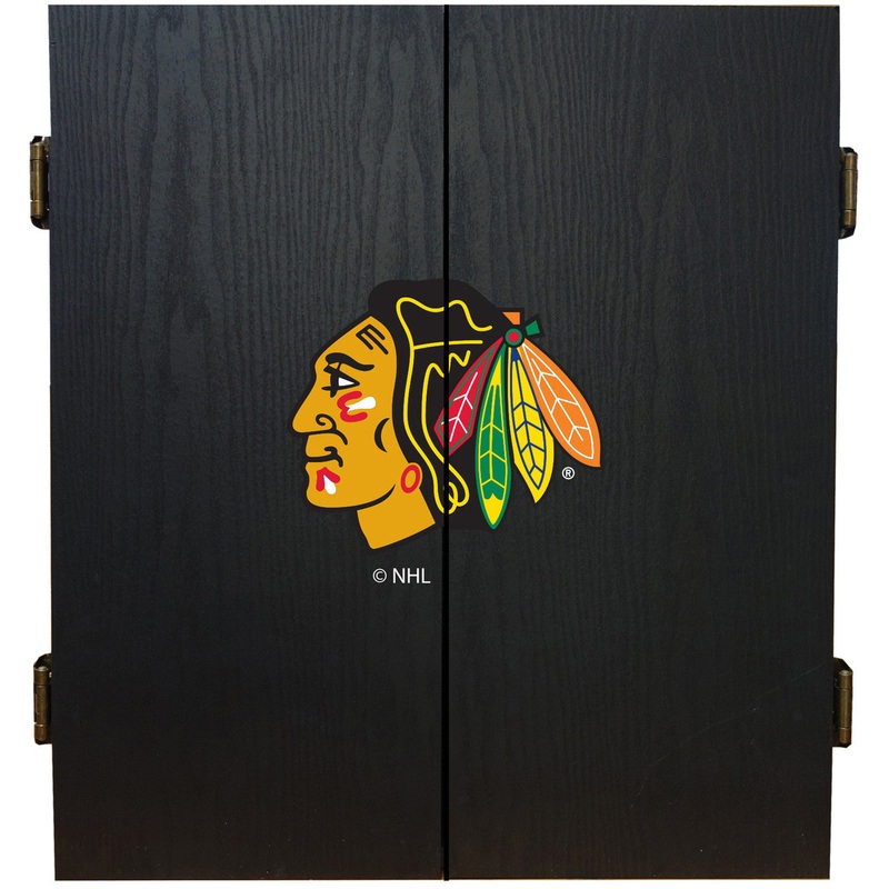 Chicago Blackhawks Dartboard Cabinet Set Fan’s Choice