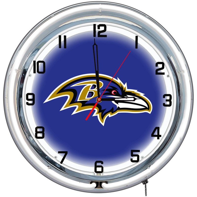 Baltimore Ravens Clock Neon 18″