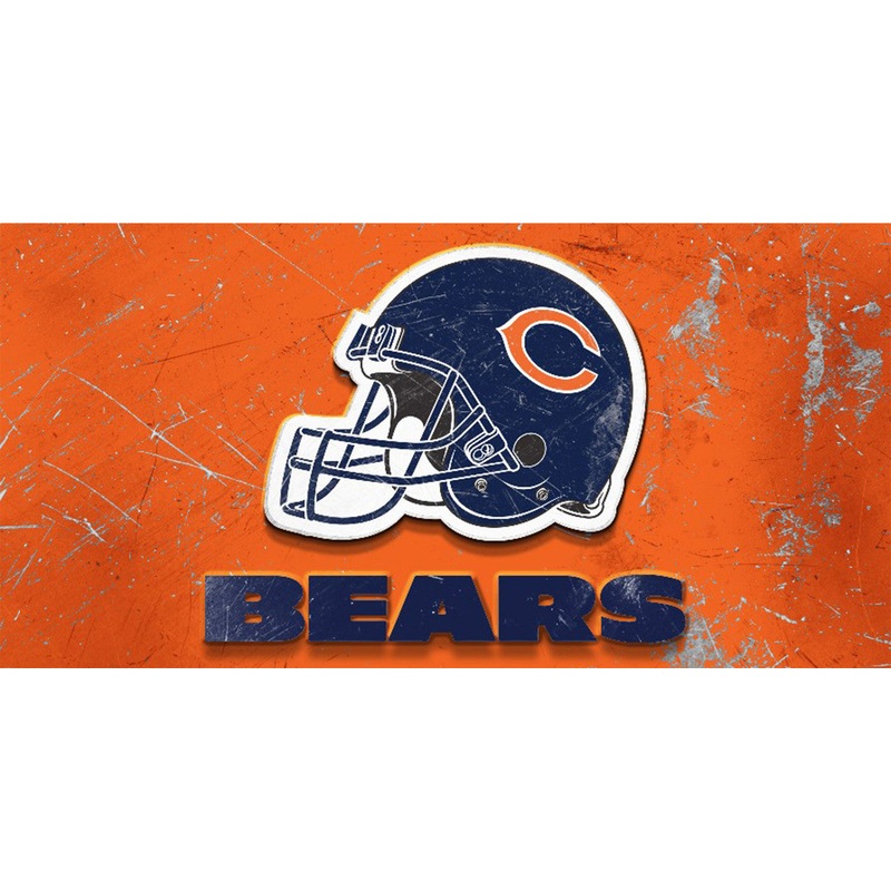 Chicago Bears Sign Glass Wall Art Helmet
