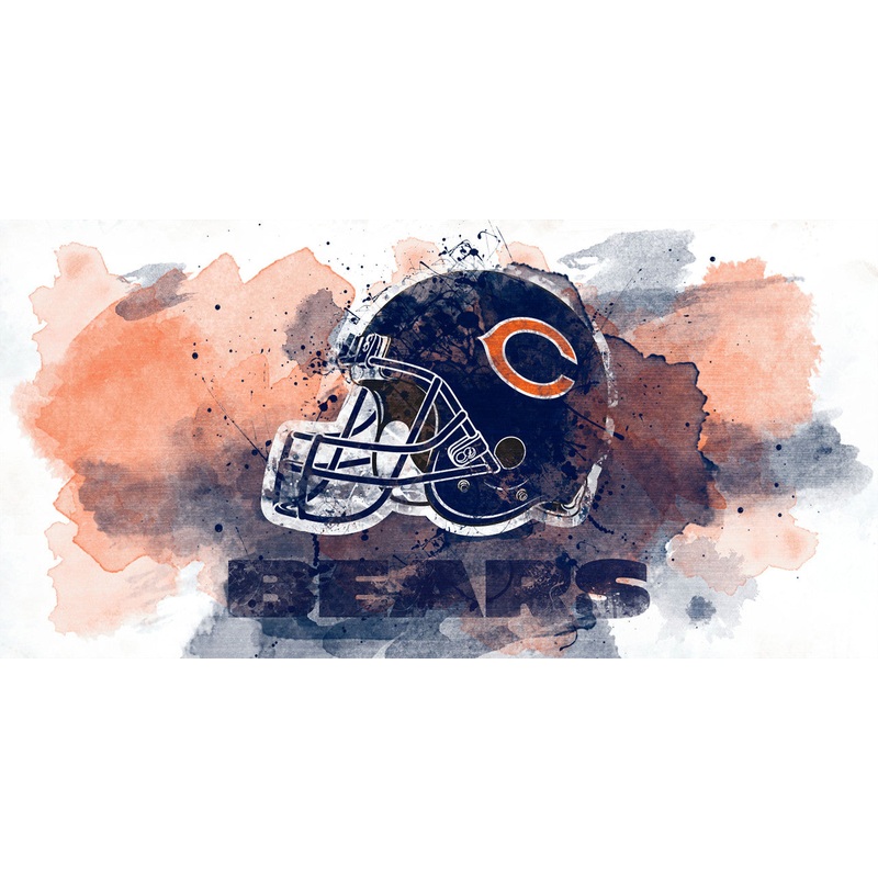 Chicago Bears Sign Glass Wall Art Watercolor