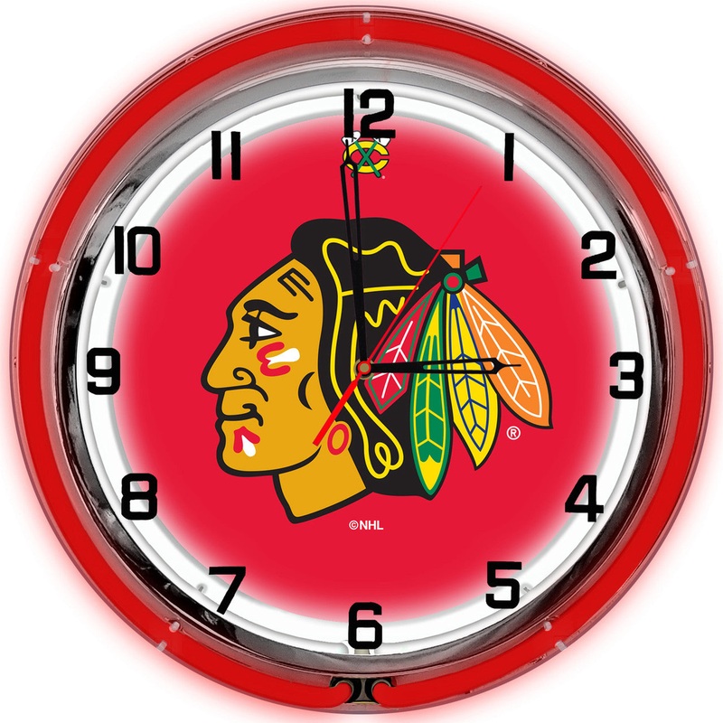 Chicago Blackhawks Clock Neon 18″