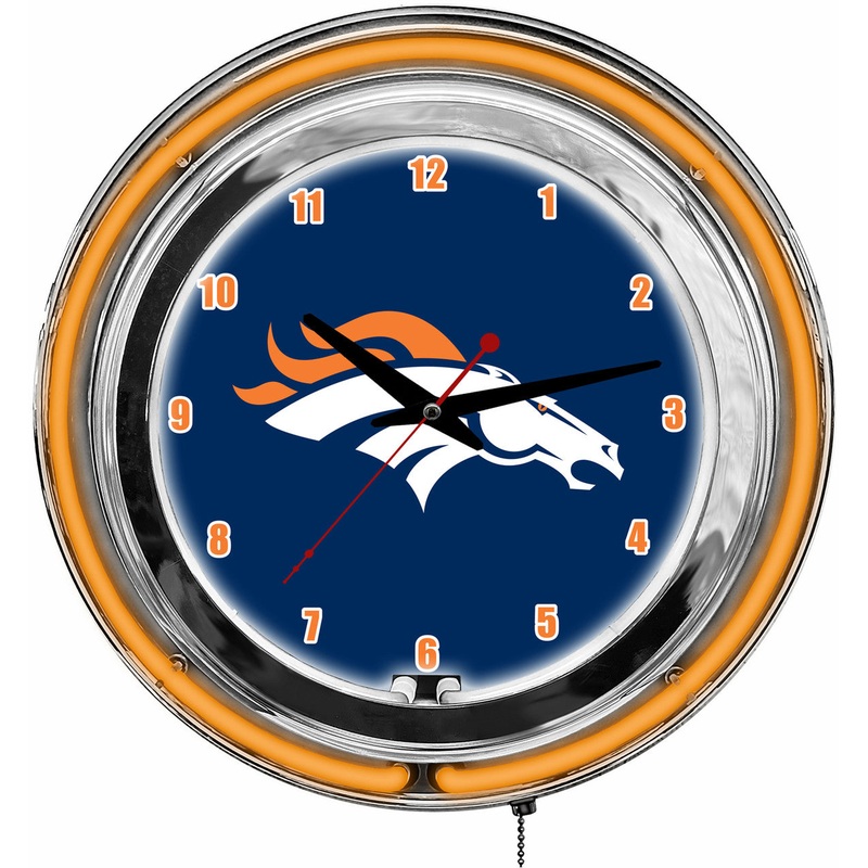 Denver Broncos Clock Neon 14″