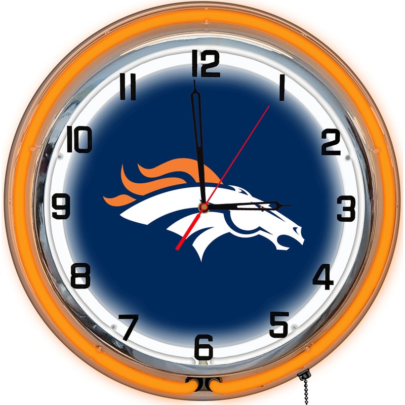 Denver Broncos Clock Neon 18″