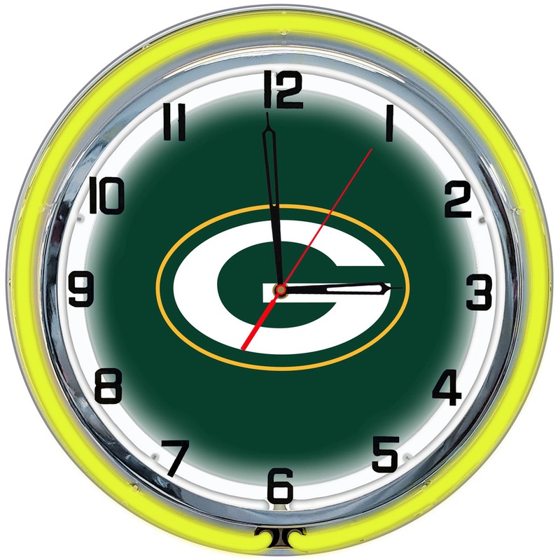 Green Bay Packers Clock Neon 18″
