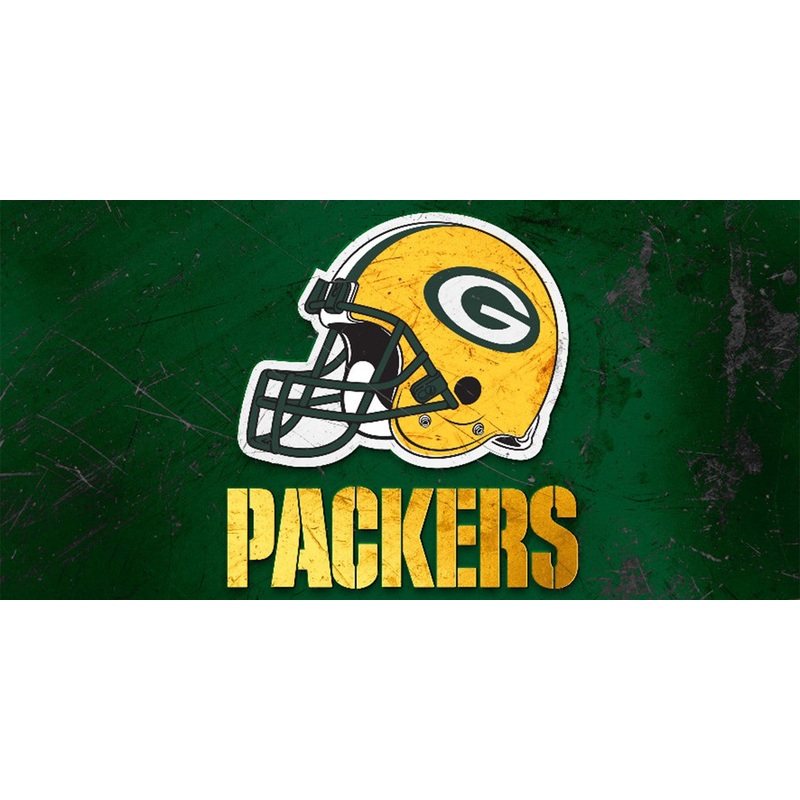 Green Bay Packers Sign Glass Wall Art Helmet